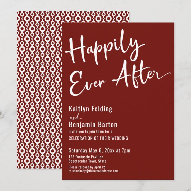 Invitation Heureux pour toujours Typographie Gras Blanc sur V (Devant / Derrière)