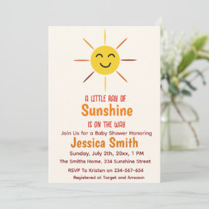 Invitation Heureux Sunshine Baby shower neutre de genre