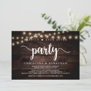 Invitation Heureux toujours après la fête, Bois rustique, Elo