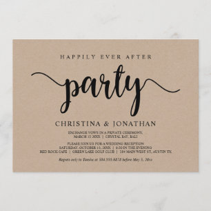 Invitation Heureux toujours après la fête, kraft rustique, El