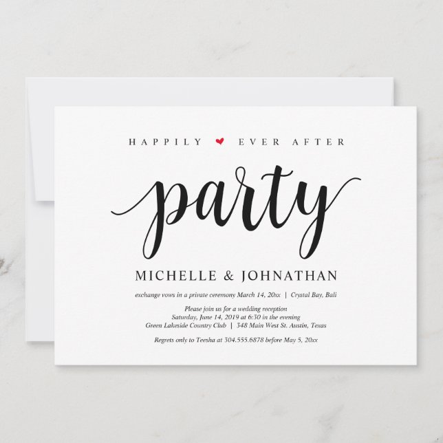 Invitation Heureux toujours après la fête, mariage elopement  (Devant)