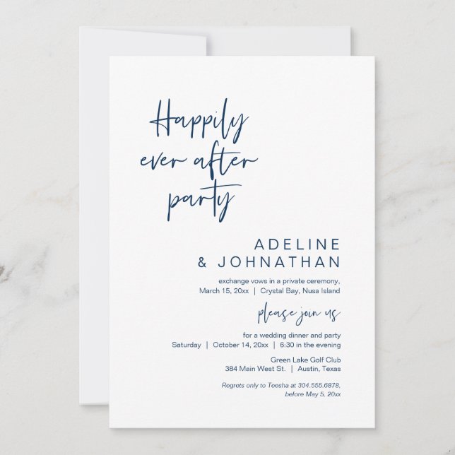 Invitation Heureux toujours après le dîner Mariage de fête, N (Devant)