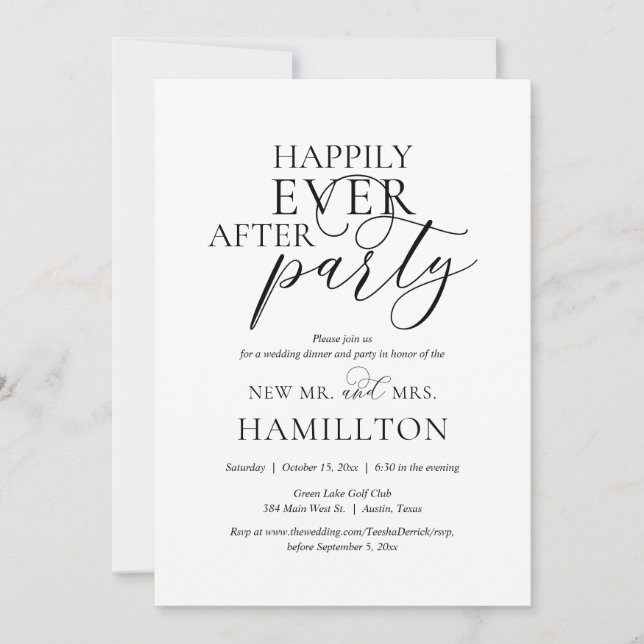 Invitation Heureux toujours après le dîner Mariage et la fête (Devant)