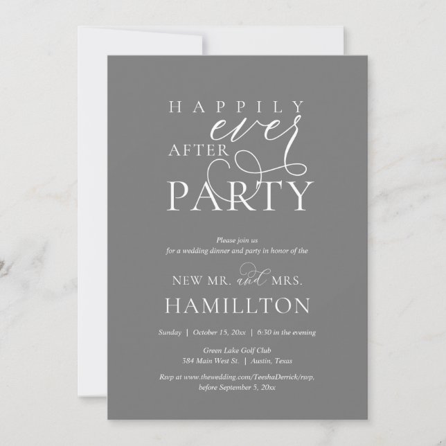 Invitation Heureux toujours après le dîner Mariage et la fête (Devant)