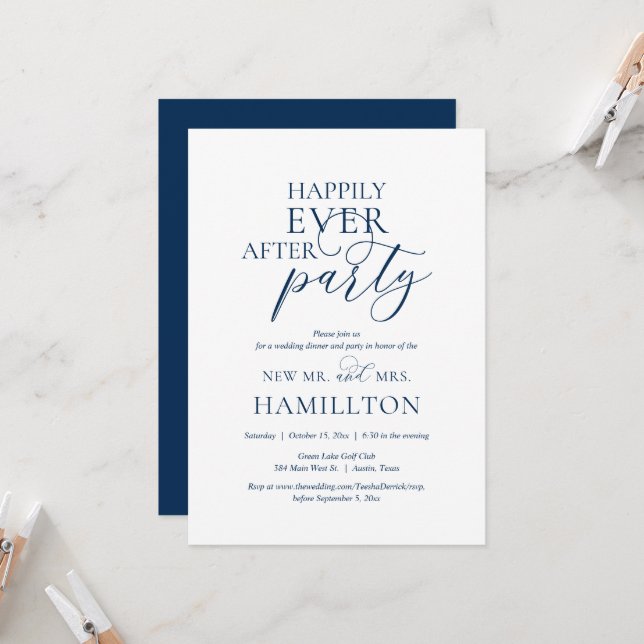 Invitation Heureux toujours après le dîner Mariage et la fête (Devant/Arrière en situation)
