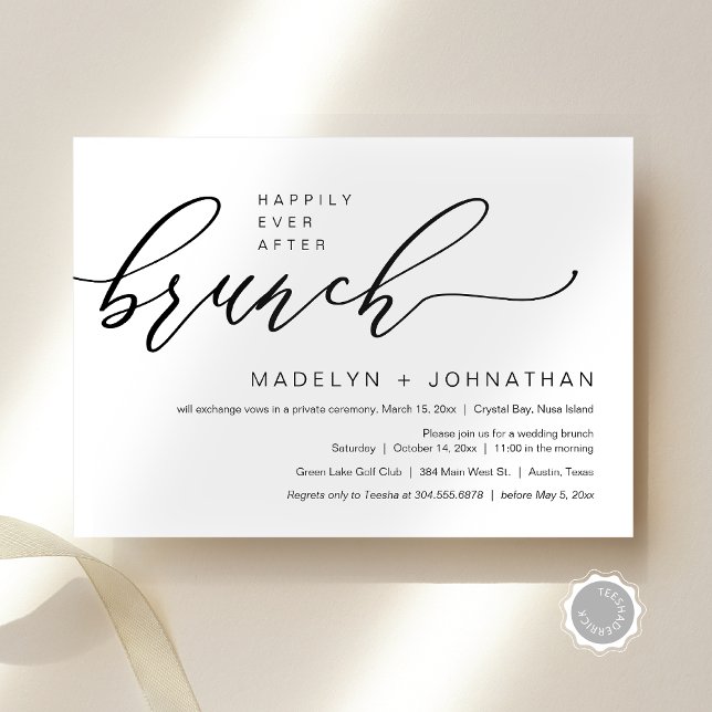 Invitation Heureux toujours après le Mariage Elopement Brunch (Happily Ever After Wedding Elopement Brunch Party Invitation Card, Editable, Downloadable, Modern)