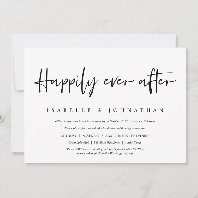 Invitation Heureux toujours après le parti Elopement Mariage  (Devant)