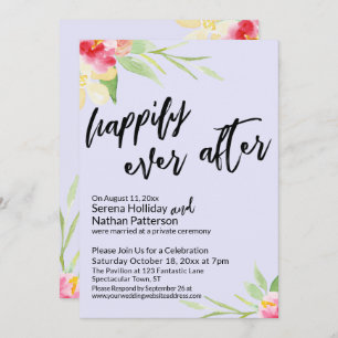 Invitation Heureux toujours après les fleurs d'aquarelle sur 