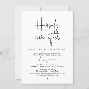 Invitation Heureux toujours après, Mariage Elopement Diner Pa