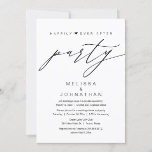 Invitation Heureux toujours après, parti Elopement Mariage
