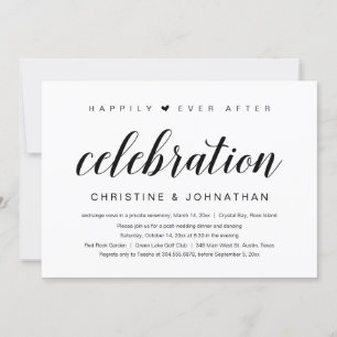 Invitation Heureux toujours après, parti Elopement Mariage