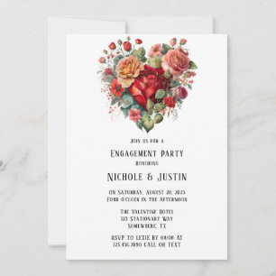 Invitation Heureux Valentine’s Rose Vintage Engagement Party