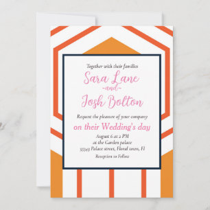 Invitation Hexagon abstract geometrical pattern en orange et
