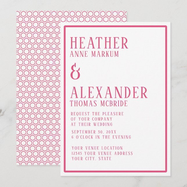 Invitation Hexagon de couleur personnalisée simple et moderne (Devant / Derrière)