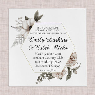 Invitation Hexagon Frame or Aquarelle Mariage Floral