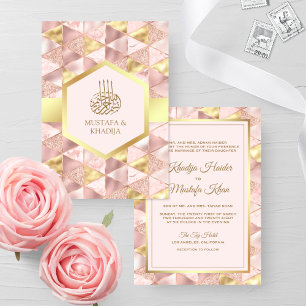 Invitation Hexagon géométrique rose vif moderne Mariage musul