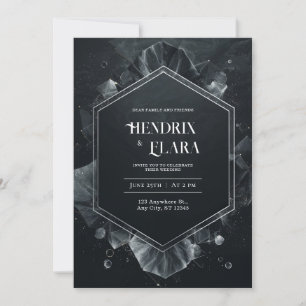 Invitation Hexagon noir céleste