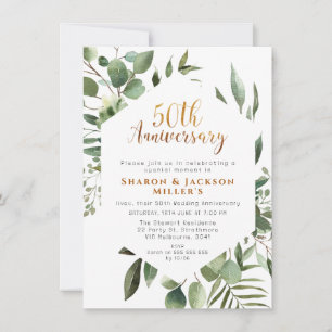 Invitation Hexigon Greenery 50e anniversaire Mariage