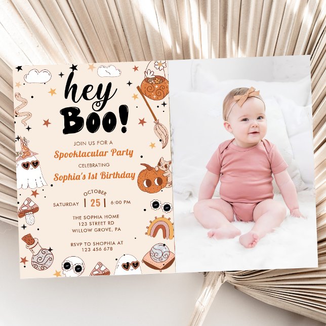Invitation Hey Boo Brithday Halloween Photo (Créateur téléchargé)