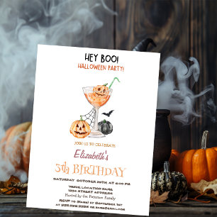 Invitation Hey Boo Cocktail Citrouille Halloween Anniversaire