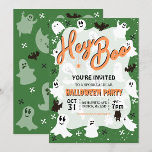 Invitation Hey Boo Cute Éffrayante Fête d'Halloween