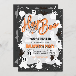 Invitation Hey Boo Cute Éffrayante Fête d'Halloween
