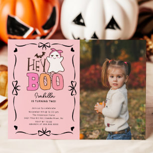 Invitation Hey Boo Ghost Photo Anniversaire