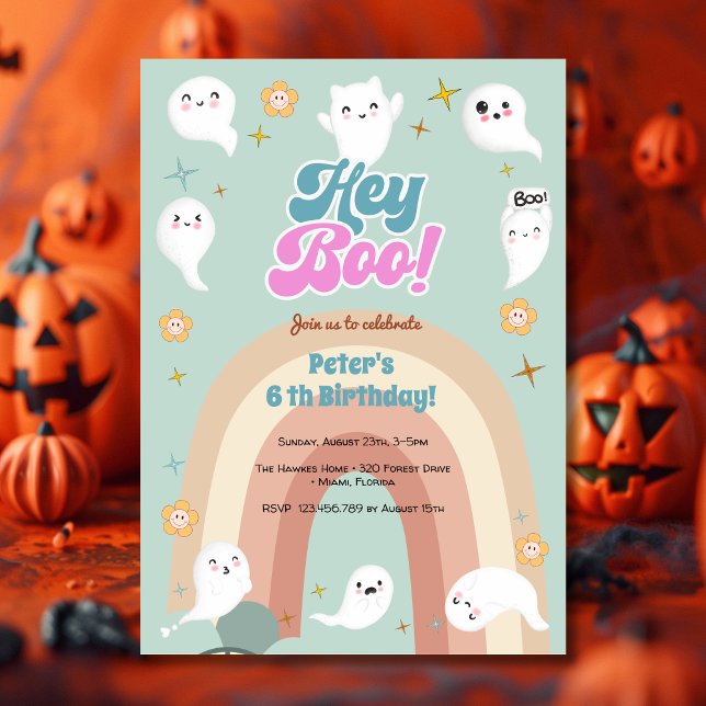 Invitation Hey boo goovy halloween anniversaire de enfant rét (Créateur téléchargé)