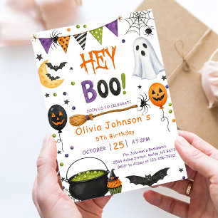Invitation Hey Boo Halloween Groovy Fantôme Fête d'anniversai