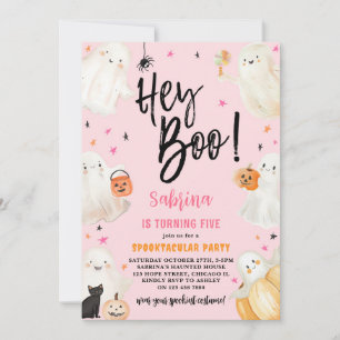 Invitation Hey Boo Pink Halloween Spooktacular Girl Anniversa