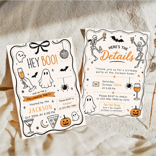 Invitation Hey Boo! Soirée Fantôme d'Halloween (Créateur téléchargé)