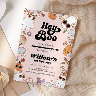 Invitation Hey Boo Super Halloween Fantôme Anniversaire
