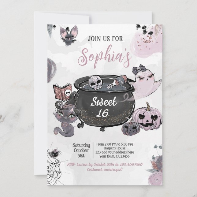Invitation Hey Boo Sweet 16 Halloween Party, Any Event (Devant)