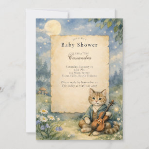 Invitation Hey Diddle Diddle Chat & Violon Baby Shower