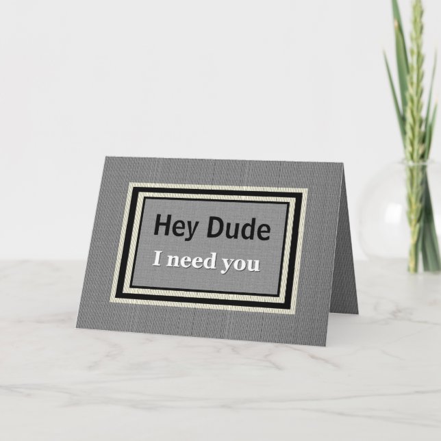 Invitation HEY DUDE Groomsman Wedding Inviter Silver & Black (Devant)