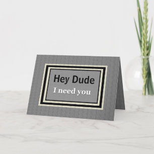 Invitation HEY DUDE Groomsman Wedding Inviter Silver & Black