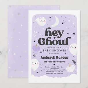 Invitation Hey Ghoul Purple Girl Baby shower fantôme