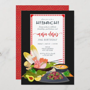 Invitation Hibachi Japonais barbecue grill Chef fête d'annive
