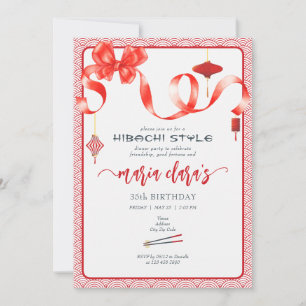 Invitation Hibachi Japonais Coquette Bow Lanterne Anniversair