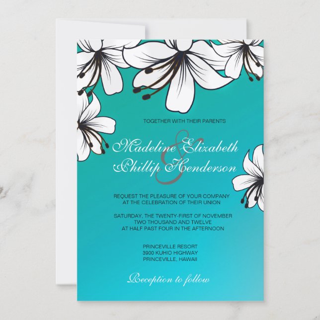 Invitation Hibiscus blanc-faire-part de mariage (Devant)