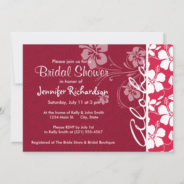 Invitation Hibiscus de Fuschie tropicale ; Aloha (Devant)