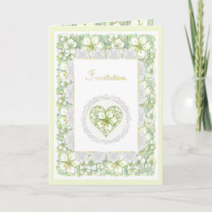 Invitation Hibiscus & dentelle BLANC