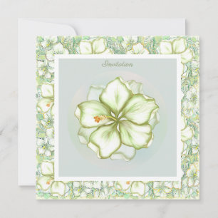 Invitation Hibiscus & dentelle BLANC