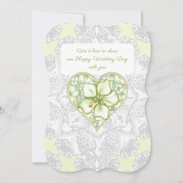 Invitation Hibiscus & dentelle BLANC (Devant)