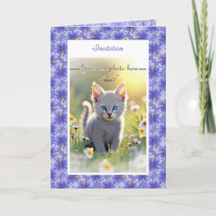 Invitation Hibiscus & dentelle BLEU