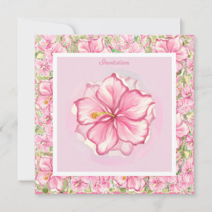 Invitation Hibiscus & dentelle PINK