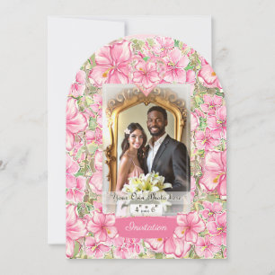 Invitation Hibiscus & dentelle PINK