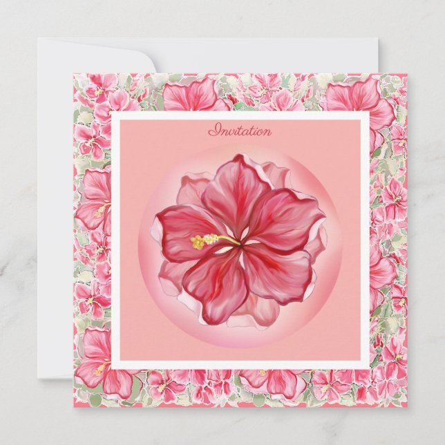 Invitation Hibiscus & dentelle RED (Devant)