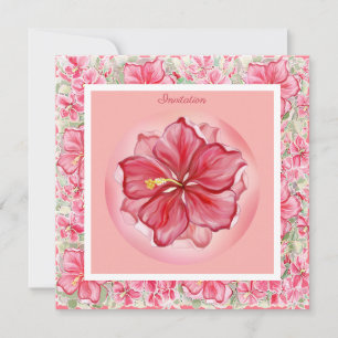 Invitation Hibiscus & dentelle RED