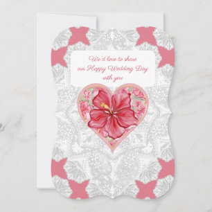 Invitation Hibiscus & dentelle RED